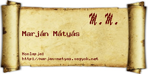 Marján Mátyás névjegykártya