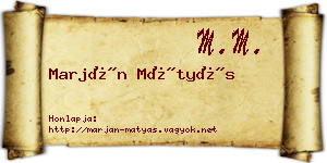 Marján Mátyás névjegykártya
